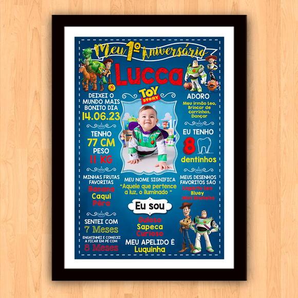Chalkboard Aniversário c/ Moldura Toy Story Azul 30x42cm