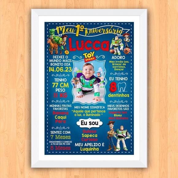 Chalkboard Aniversário c/ Moldura Toy Story Azul 30x42cm