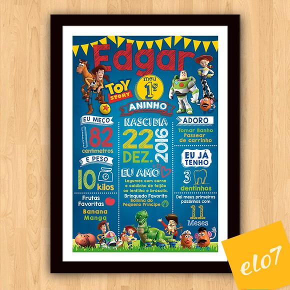 Chalkboard Aniversário C/ Moldura Toy Story Azul 30x42cm