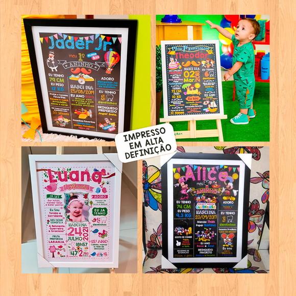 Chalkboard Aniversário c/ Moldura Turma do Mickey 30x42cm