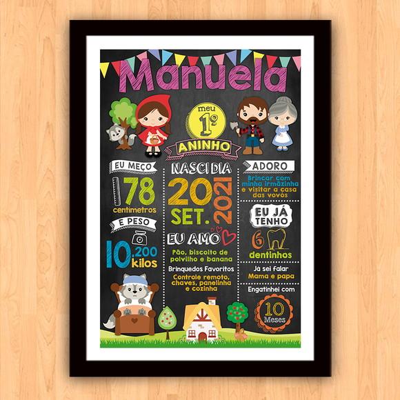 Chalkboard Aniversário Chapeuzinho Vermelho 30x42cm