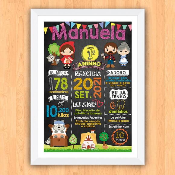 Chalkboard Aniversário Chapeuzinho Vermelho 30x42cm