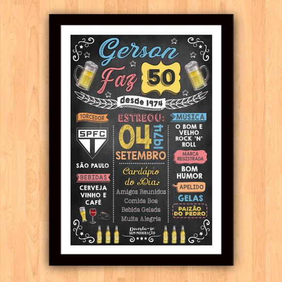 Chalkboard Aniversário Colorido com Frases 50 Anos 30x42cm