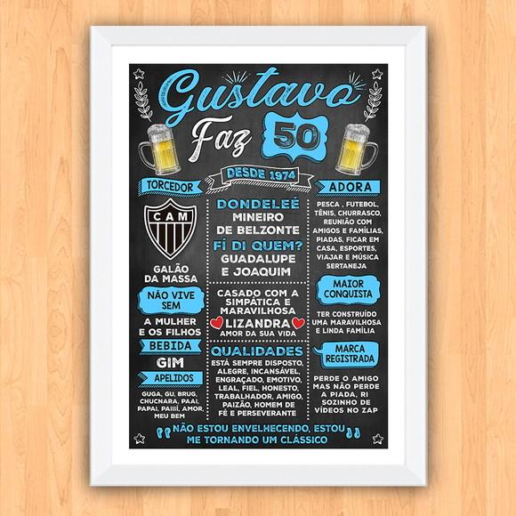 Chalkboard Aniversário Colorido com Frases 50 Anos 30x42cm