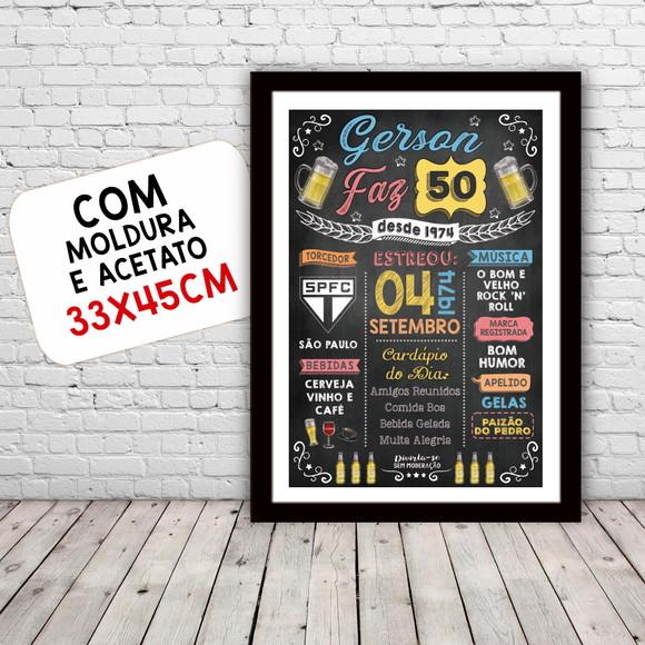 Chalkboard Aniversário Colorido com Frases 50 Anos 30x42cm
