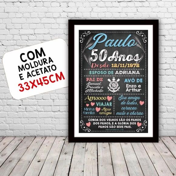 Chalkboard Aniversário Colorido com Frases 50 Anos 30x42cm