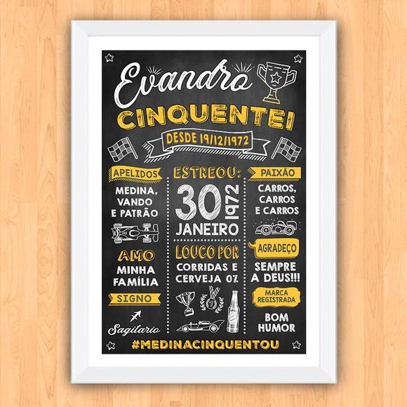 Chalkboard Aniversário Corrida A3 Cinquentei 30x42cm