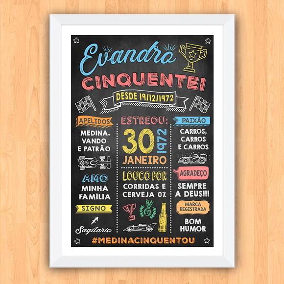 Chalkboard Aniversário Corrida A3 Cinquentei 30x42cm
