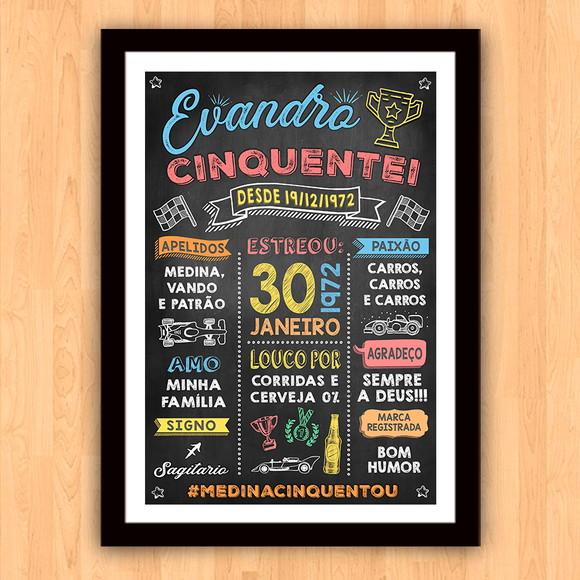 Chalkboard Aniversário Corrida A3 Cinquentei 30x42cm