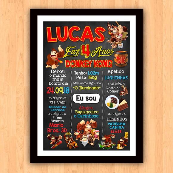 Chalkboard Aniversário Donkey Kong 4 Anos 30x42cm
