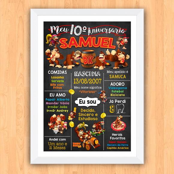 Chalkboard Aniversário Donkey Kong 10 Anos 30x42cm
