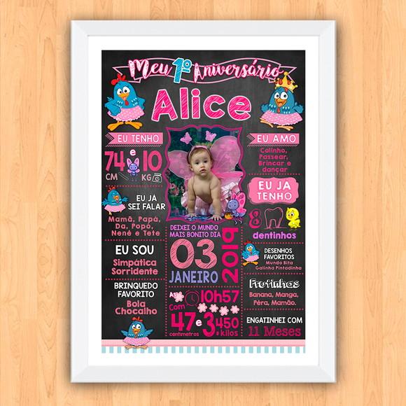 Chalkboard Aniversário Galinha Pintadinha Candy 30x42cm