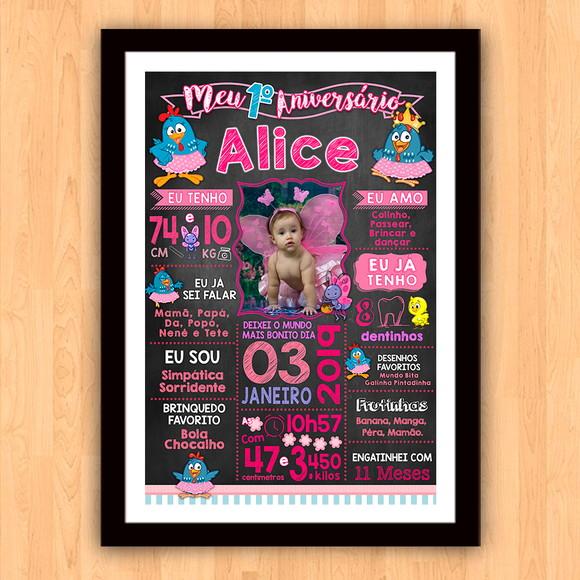 Chalkboard Aniversário Galinha Pintadinha Candy 30x42cm