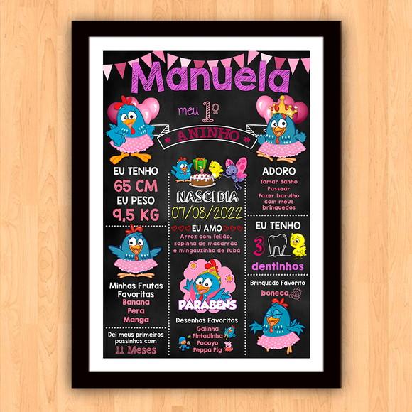 Chalkboard Aniversário Galinha Pintadinha Candy 30x42cm