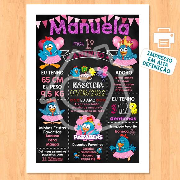 Chalkboard Aniversário Galinha Pintadinha Candy 30x42cm