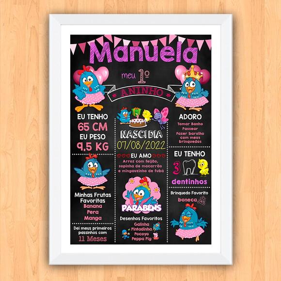 Chalkboard Aniversário Galinha Pintadinha Candy 30x42cm