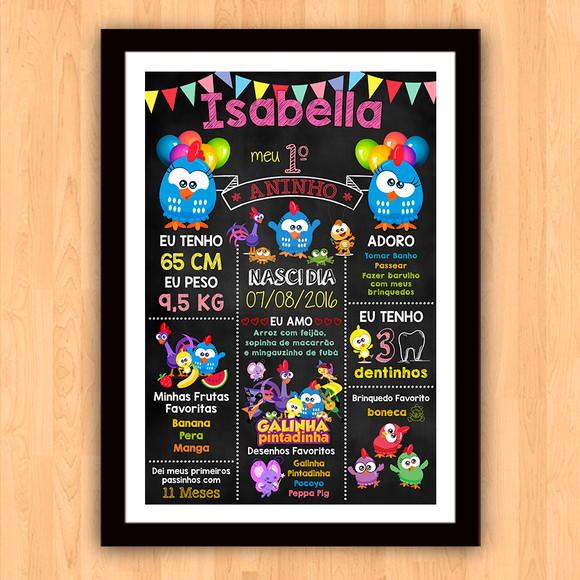 Chalkboard Aniversário Galinha Pintadinha Mini A3 30x42cm