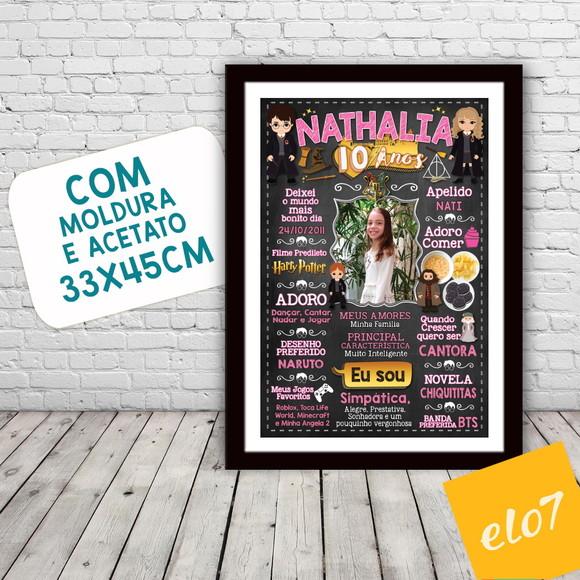 Chalkboard Aniversário Harry Potter 10 Anos 30x42cm
