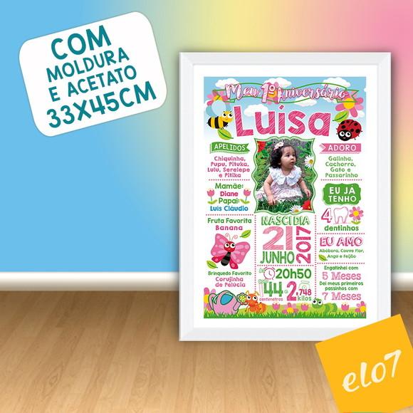 Chalkboard Aniversário Jardim Encantado C/ Moldura 30x42cm