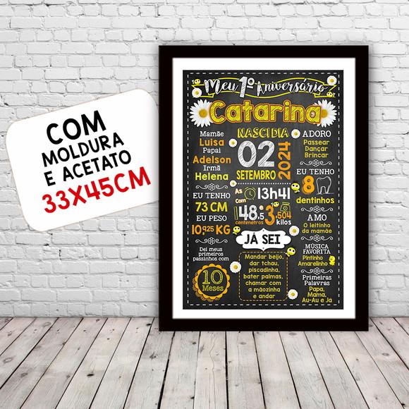 Chalkboard Aniversário Margaridas c/ Moldura 30x42cm