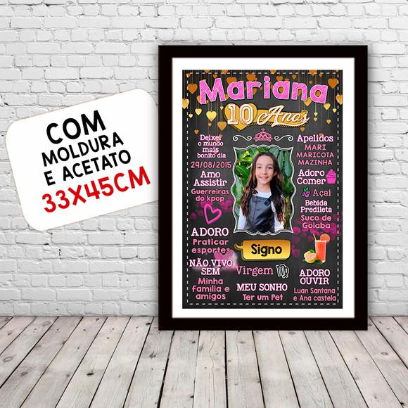 Chalkboard Aniversário Menina 10 Anos 30x42cm