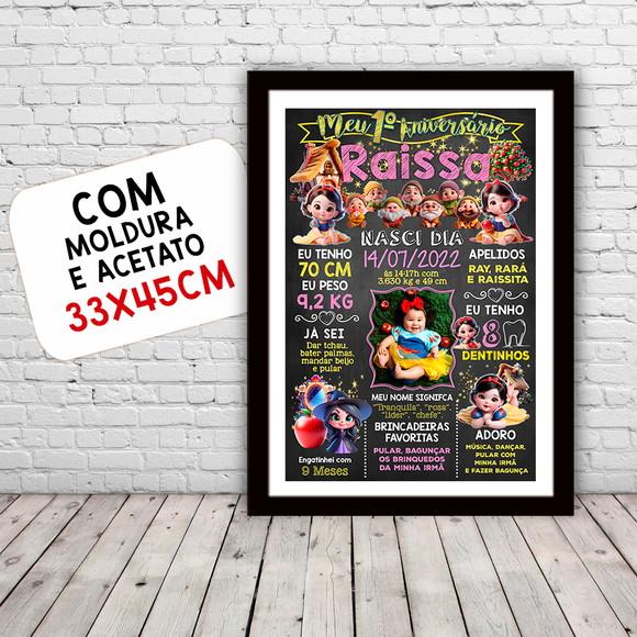 Chalkboard Aniversário Moldura 30x42cm Branca de Neve Baby