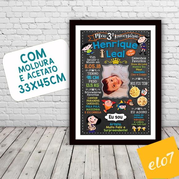 Chalkboard Aniversário O Show Da Luna Com Moldura 30x42cm