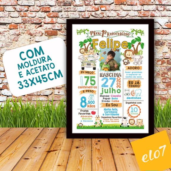 Chalkboard Aniversário Safari Zoológico Branco 30x42cm