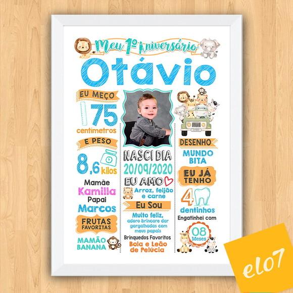 Chalkboard Aniversário Safari Zoológico Branco 30x42cm