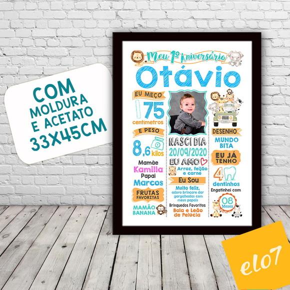 Chalkboard Aniversário Safari Zoológico Branco 30x42cm