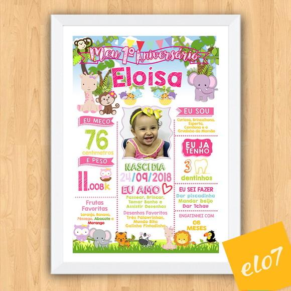 Chalkboard Aniversário Safari Zoológico Rosa 30x42cm