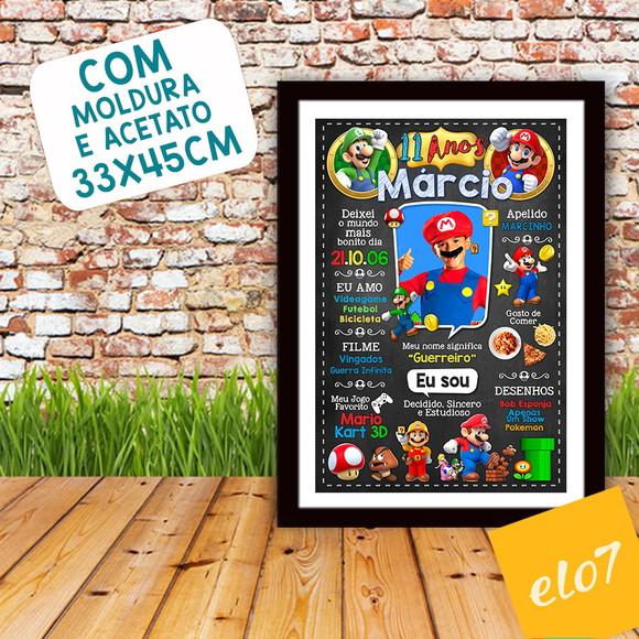 Chalkboard Aniversário Super Mario 11 Anos 30x42cm