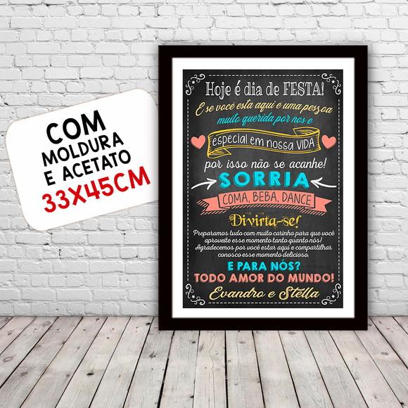 Chalkboard Casamento Hoje É Dia de Festa A3 30x42cm