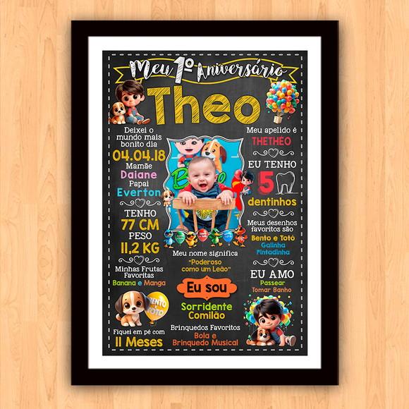 Chalkboard Poster Quadro Aniversário Bento e Totó 30x42cm