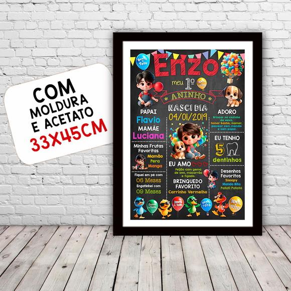 Chalkboard Poster Quadro Aniversário Bento e Totó 30x42cm