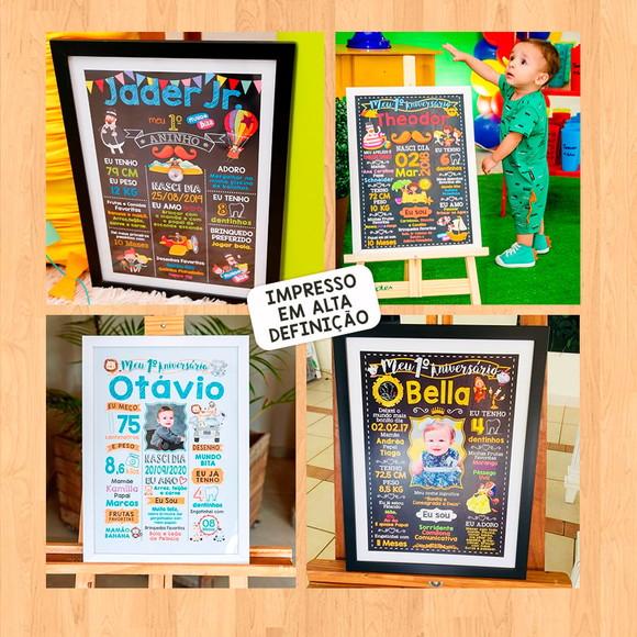 Chalkboard Poster Quadro Aniversário Bento e Totó 30x42cm