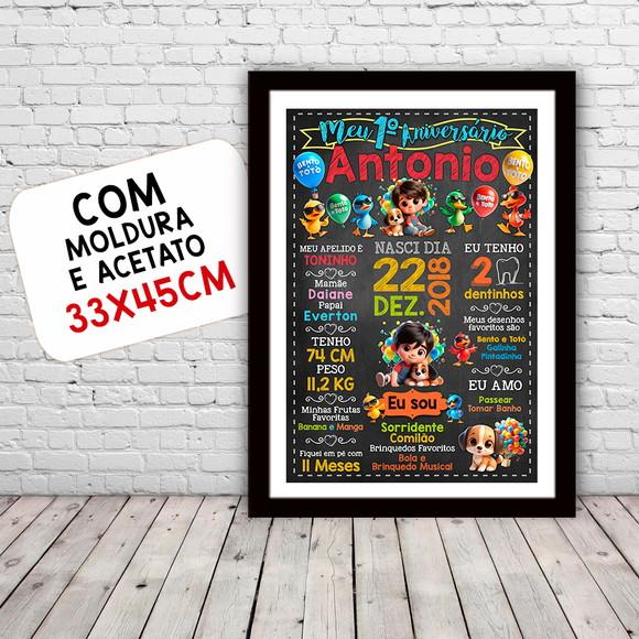 Chalkboard Poster Quadro Aniversário Bento e Totó 30x42cm