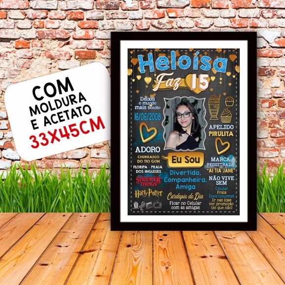 Chalkboard Quadro Poster c/ Moldura 15 Anos A3 30x42cm