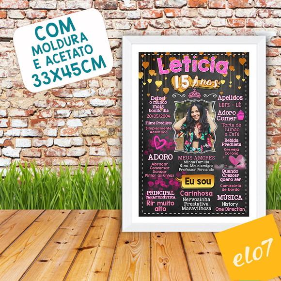 Chalkboard Quadro Poster C/ Moldura 15 Anos A3 30x42cm
