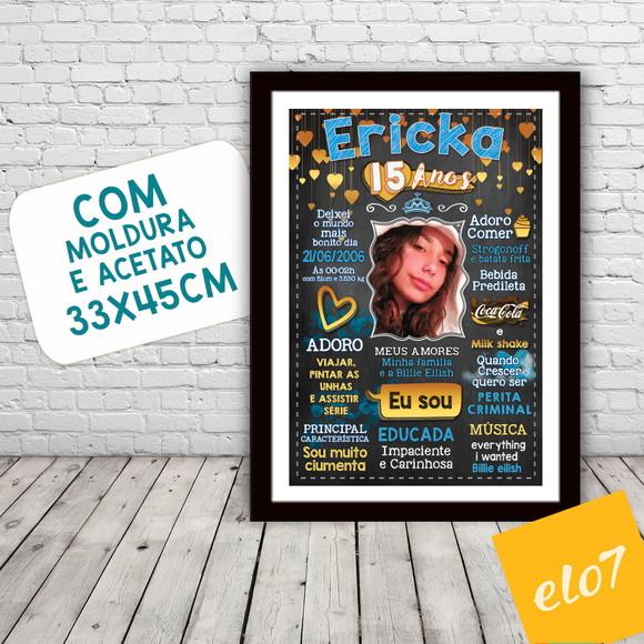 Chalkboard Quadro Poster C/ Moldura 15 Anos A3 30x42cm