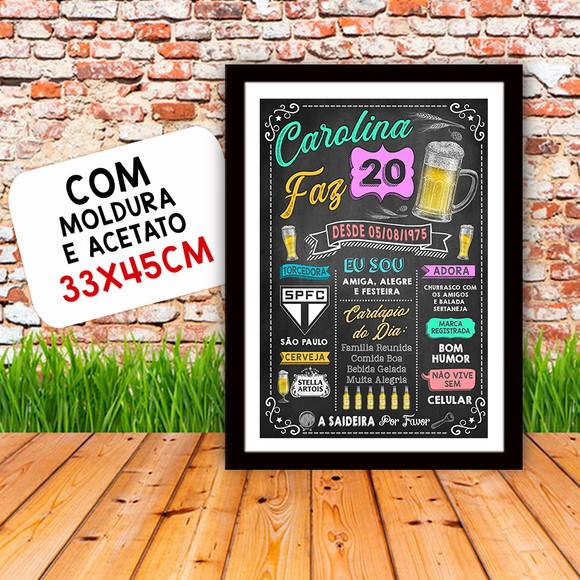 Chalkboard Quadro Poster c/ Moldura 20 Anos A3 30x42cm