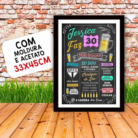 Chalkboard Quadro Poster c/ Moldura 30 Anos A3 30x42cm