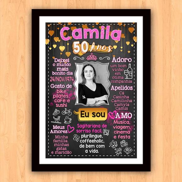 Chalkboard Quadro Poster c/ Moldura 50 Anos A3 30x42cm