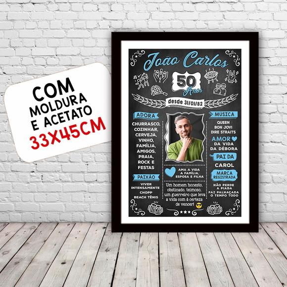 Chalkboard Quadro Poster c/ Moldura 50 Anos A3 30x42cm