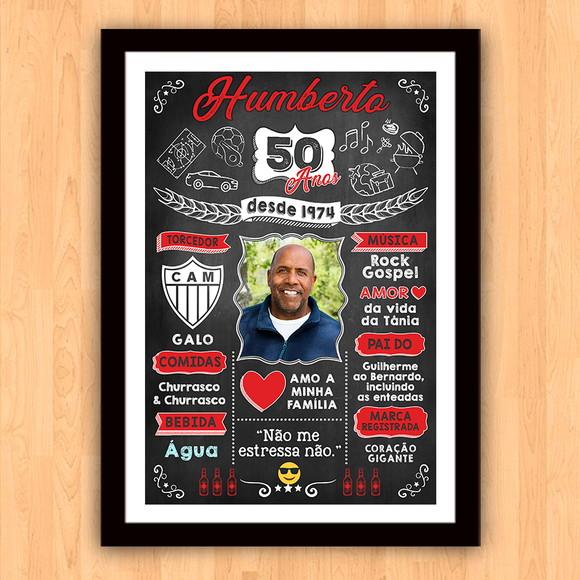 Chalkboard Quadro Poster c/ Moldura 50 Anos A3 30x42cm