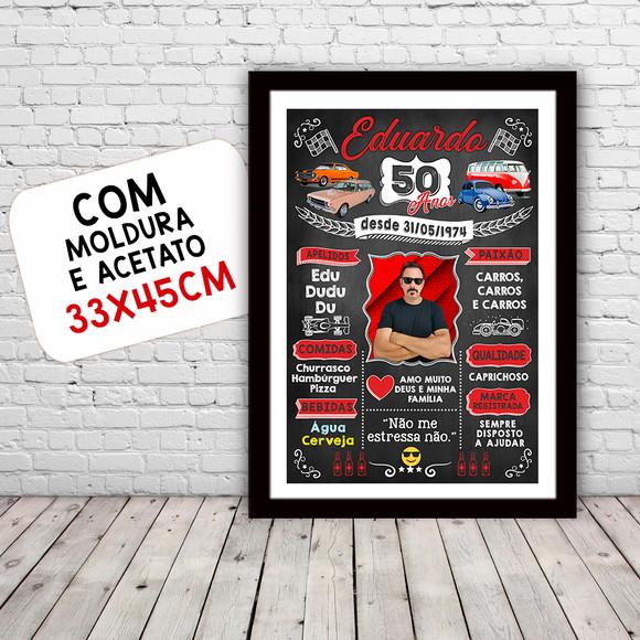 Chalkboard Quadro Poster c/ Moldura 50 Anos A3 30x42cm