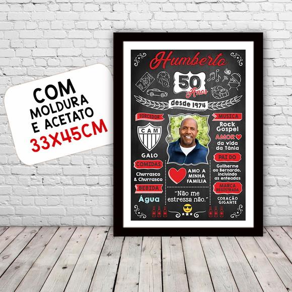 Chalkboard Quadro Poster c/ Moldura 50 Anos A3 30x42cm