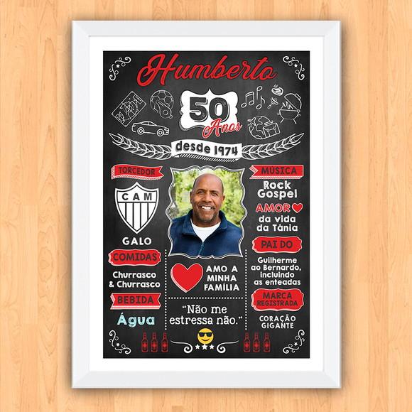 Chalkboard Quadro Poster c/ Moldura 50 Anos A3 30x42cm