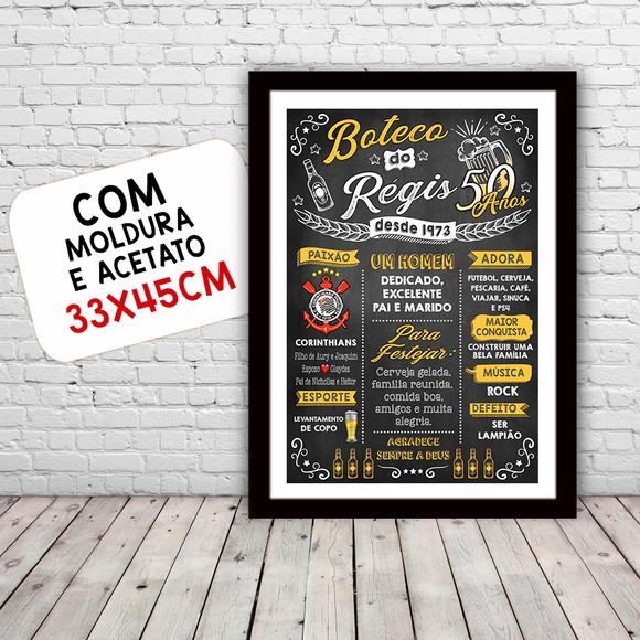 Chalkboard Quadro Poster c/ Moldura 50 Anos A3 30x42cm