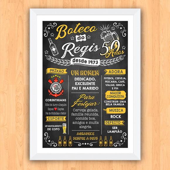 Chalkboard Quadro Poster c/ Moldura 50 Anos A3 30x42cm